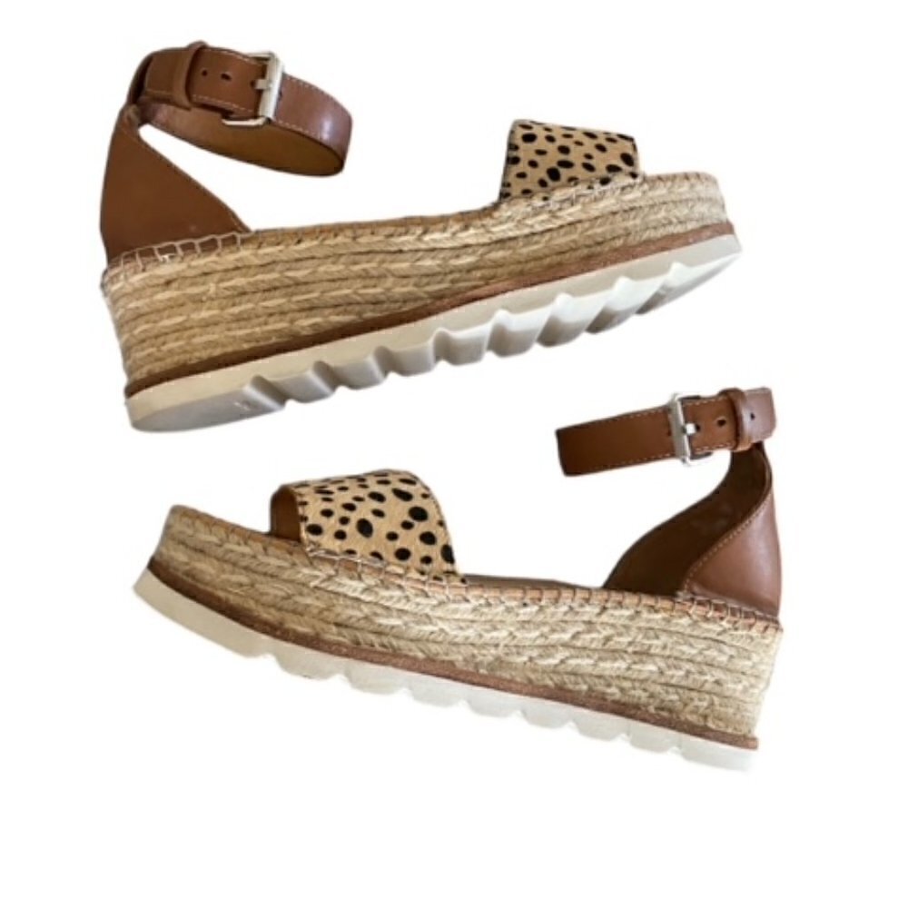 Dolce Vita Lanita Leopard Calf Hair Flatform Espadrille Sandals 9